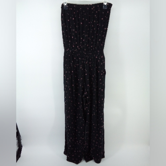 Aritzia Sunday Best Taggie Black Jumpsuit S Roses Floral Pull On Strapless - Picture 12 of 15